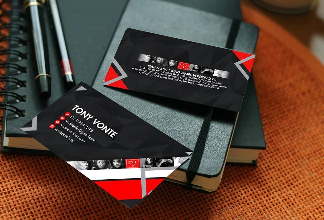 Business cards flat-lay design